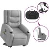 Zvedací masážní polohovací křeslo textil [3206576] (Barva Světle šedá)