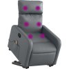 Zvedací masážní polohovací křeslo umělá kůže [3206759] (Barva Šedá)