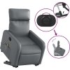 Zvedací masážní polohovací křeslo umělá kůže [3206759] (Barva Šedá)