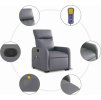 Zvedací masážní polohovací křeslo umělá kůže [3206759] (Barva Šedá)