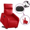 Zvedací polohovací křeslo umělá kůže [3206754] (Barva Červená)