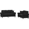 2dílná sedací souprava s polštáři samet [3202235] (Barva Černá)