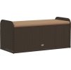 Úložná lavice s poduškou 115 x 51 x 52 cm polyratan [365729] (Barva Hnědá)