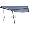 Volně stojící ručně zatahovací markýza 450 x 350 cm [3069836] (Barva Modro-bílá)