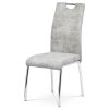 Jídelní židle NAOMI, stříbrná látka v dekoru vintage kůže, bílé prošití