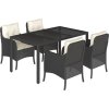 5dílný zahradní jídelní set s poduškami polyratan [3211856] (Barva Šedá)