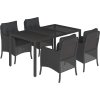 5dílný zahradní jídelní set s poduškami polyratan [3211856] (Barva Šedá)