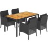 5dílný zahradní jídelní set s poduškami polyratan [3211868] (Barva Černá)