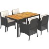 5dílný zahradní jídelní set s poduškami polyratan [3211868] (Barva Černá)