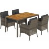 5dílný zahradní jídelní set s poduškami polyratan [3211868] (Barva Černá)