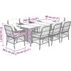 9dílný zahradní jídelní set s poduškami polyratan [3212065] (Barva Mix béžová)