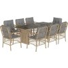 9dílný zahradní jídelní set s poduškami polyratan [3212065] (Barva Mix béžová)