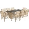 9dílný zahradní jídelní set s poduškami polyratan [3212065] (Barva Mix béžová)