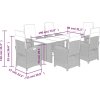 7dílný zahradní jídelní set s poduškami polyratan [3212266] (Barva Světle šedá)