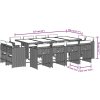 13dílný zahradní jídelní set s poduškami polyratan [3211223] (Barva Světle šedá)