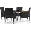 5dílný zahradní bistro set polyratan a tvrzené sklo [3095904] (Barva Černá a hnědá)