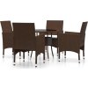 5dílný zahradní bistro set polyratan a tvrzené sklo [3095904] (Barva Černá a hnědá)