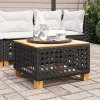 Zahradní stolek černý 55 x 55 x 36 cm polyratan akáciové dřevo [365929]