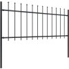 Zahradní plot s kopím nahoře ocelový 892,5 x 80 cm [277606] (Barva Černá)