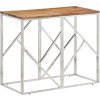 Konzolový stůl stříbrný nerezová ocel a masivní akáciové dřevo [349991]