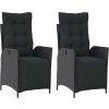Polohovací zahradní křesla 2 ks s podnožkou polyratan [365289] (Barva Černá)