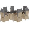 7dílný zahradní jídelní set s poduškami polyratan [3213127] (Barva Mix béžová)