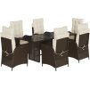 7dílný zahradní jídelní set s poduškami polyratan [3213127] (Barva Mix béžová)