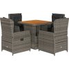5dílný zahradní jídelní set s poduškami polyratan [3262769] (Barva Šedá)