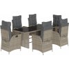 7dílný zahradní jídelní set s poduškami polyratan [3213354] (Barva Hnědá a krémová)