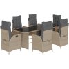7dílný zahradní jídelní set s poduškami polyratan [3213354] (Barva Hnědá a krémová)