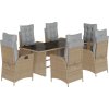 7dílný zahradní jídelní set s poduškami polyratan [3213354] (Barva Hnědá a krémová)