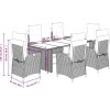 7dílný zahradní jídelní set s poduškami polyratan [3213354] (Barva Hnědá a krémová)