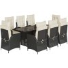 9dílný zahradní jídelní set s poduškami polyratan [3213122] (Barva Šedá)