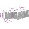 9dílný zahradní jídelní set s poduškami polyratan [3213122] (Barva Šedá)