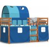 Dětská patrová postel se závěsy modrá 90 x 200 cm borovice [3284037]
