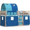 Dětská patrová postel se závěsy modrá 90 x 190 cm borovice [3284028]