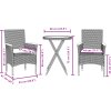 3dílný bistro set s poduškami polyratan a akácie [3278753] (Barva Černá)