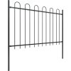 Zahradní plot s obloukem nahoře ocelový 1248 x 120 cm [277671] (Barva Černá)