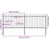 Zahradní plot s obloukem nahoře ocelový 359 x 120 cm [277666] (Barva Černá)