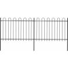 Zahradní plot s obloukem nahoře ocelový 359 x 120 cm [277666] (Barva Černá)
