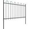 Zahradní plot s obloukem nahoře ocelový 1070 x 120 cm [277670] (Barva Černá)