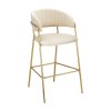 Designová barová židle, béžová Velvet látka/gold chrom zlatý, DASMIN TYP 2