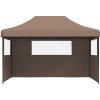 Skládací party stan pop-up se 3 bočními stěnami [4004972] (Barva brown (black frame))