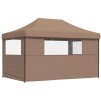 Skládací party stan pop-up se 3 bočními stěnami [4004972] (Barva brown (black frame))
