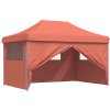 Skládací party stan pop-up se 4 bočními stěnami oranžový [4004979] (Barva burgundy (black frame))