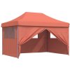 Skládací party stan pop-up se 4 bočními stěnami hnědý [4005025] (Barva orange (blue frame))