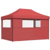 Skládací party stan pop-up se 3 bočními stěnami [4005019] (Barva burgundy (black frame))