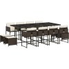 13dílný zahradní jídelní set s poduškami polyratan [3278105] (Barva Černá a krémová)