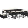 13dílný zahradní jídelní set s poduškami polyratan [3278105] (Barva Černá a krémová)