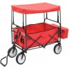 Skládací ruční vozík se stříškou ocel [147589] (Barva Červená)